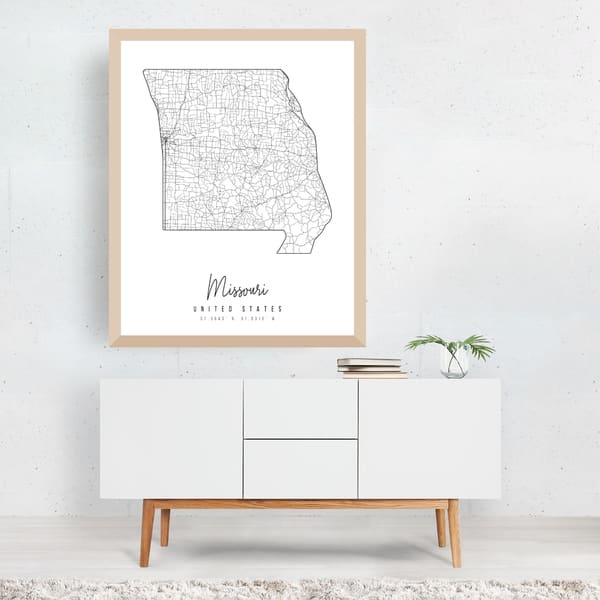 Shop Missouri Maps Minimal Framed Wall Art Print Overstock 31146815