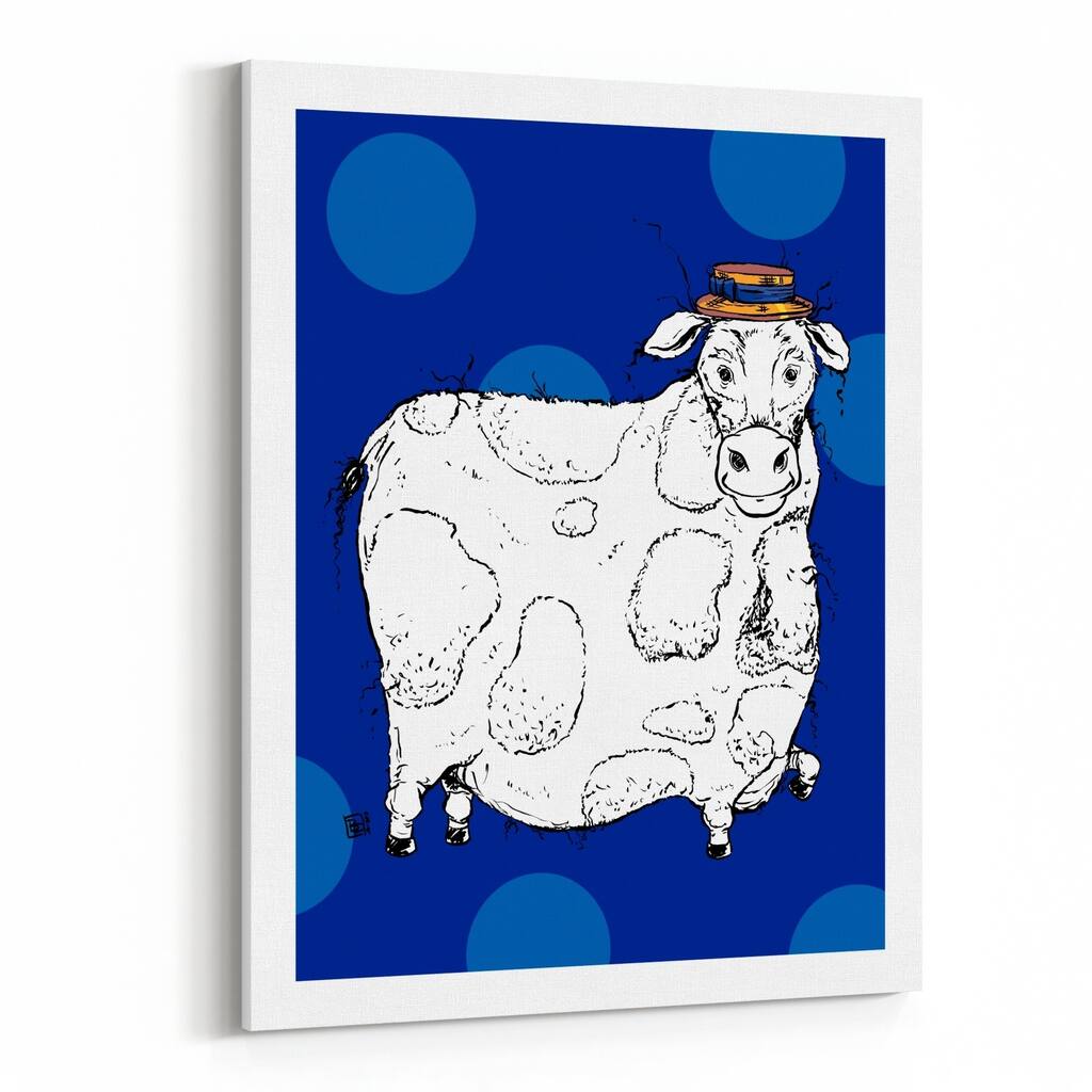 Animals Barber Blue Cow Cute Animals Canvas Wall Art Print