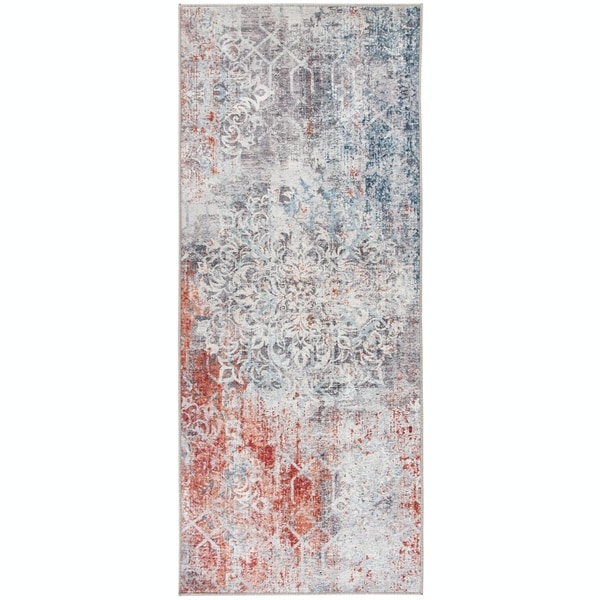 ReaLife Machine Washable, Eco-Friendly Vintage Distressed Floral Rug. Opens flyout.