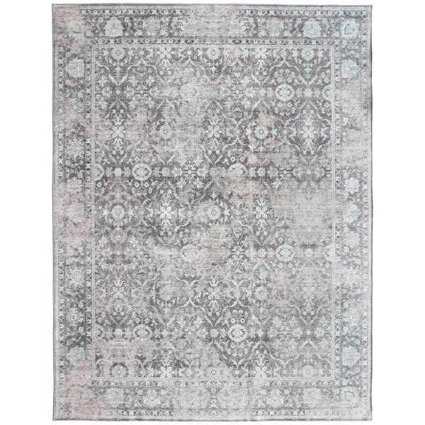 Shop Machine Washable Vintage Distressed Trellis Grey Turquoise 3 X 5 Overstock 31148750