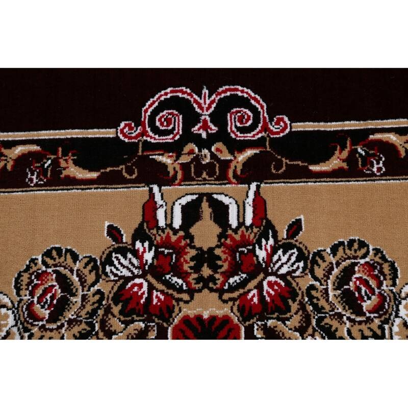 Floral Dark Burgundy Art Deco Oriental Area Rug Dining Room Carpet - 6'6" x 9'9"