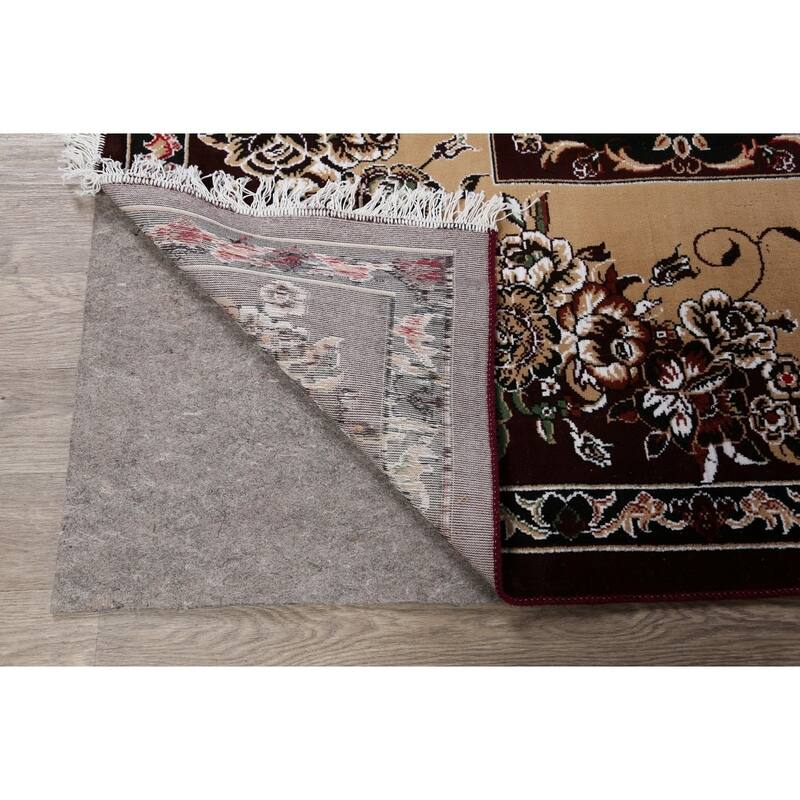 Floral Dark Burgundy Art Deco Oriental Area Rug Dining Room Carpet - 6'6" x 9'9"