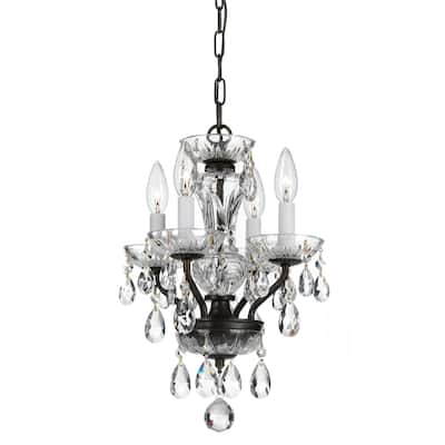 4-light English Bronze/ Swarovski Strass Crystal Mini Chandelier