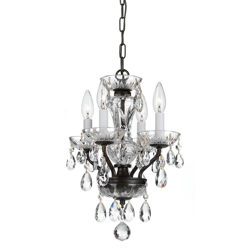 4-light English Bronze/ Swarovski Strass Crystal Mini Chandelier