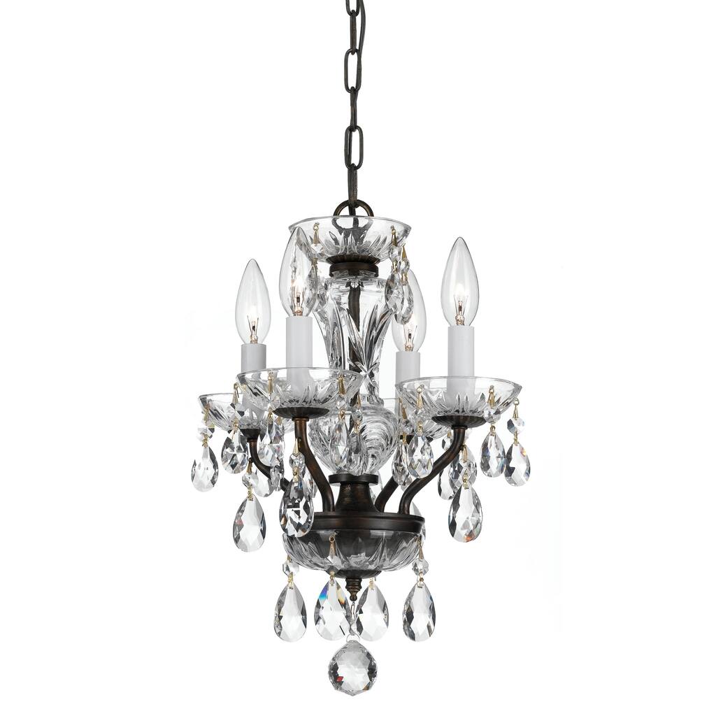 4-light English Bronze/ Swarovski Strass Crystal Mini Chandelier