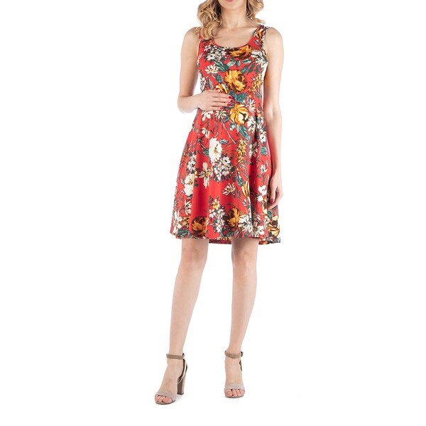 Floral Print Sleeveless Maternity Dress