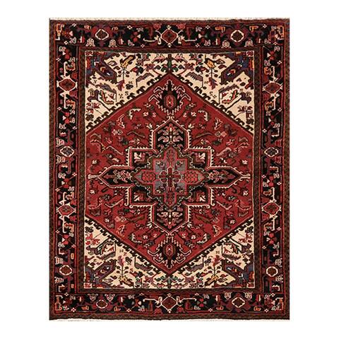 Heriz Hand Knotted Red,Ivory Wool Persian Oriental Area Rug (5'3''x6'7'') - 5'3 x 7'7