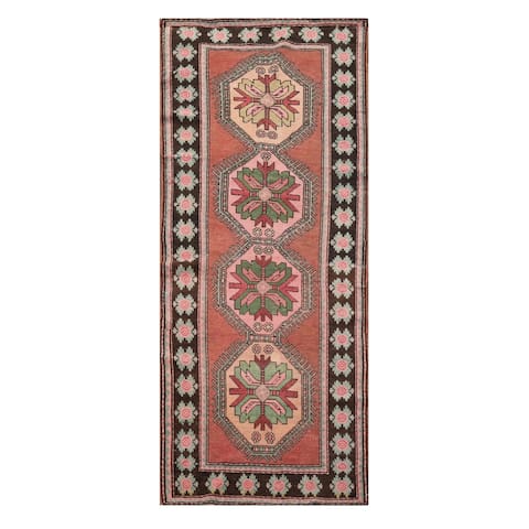 Caucasian Hand Knotted Rust,Pink Wool Persian Oriental Area Rug (3'8''x8'11'') - 4'1" x 6'2"