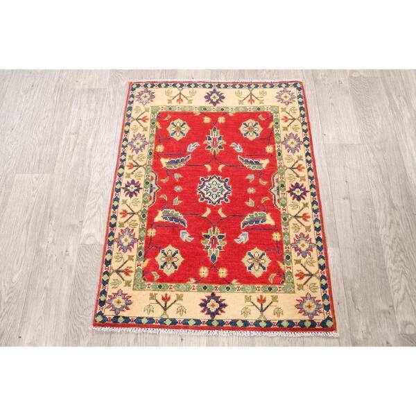 Floral Red Super Kazak Oriental Area Rug Hand-Knotted Foyer Carpet - 2'5 x  3'1 - Bed Bath & Beyond - 31169389