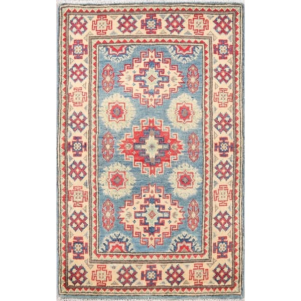 Geometric Super Kazak Hand Knotted Wool Rug - 5' 8