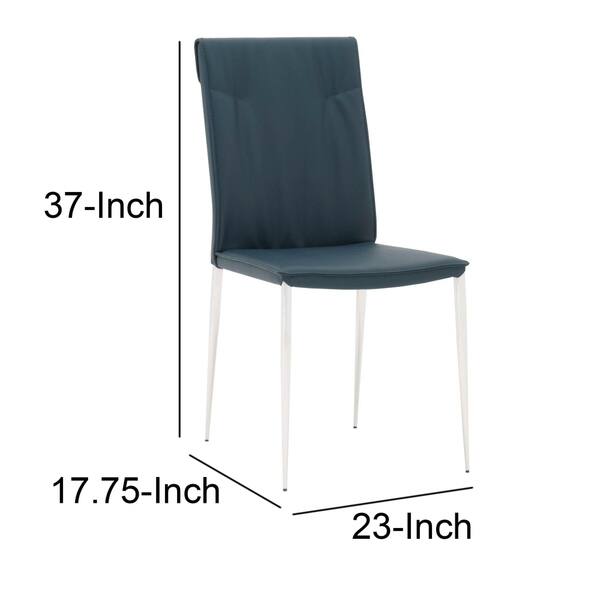 Leatherette Dining Chair with Slim Legs and Piped Edges, Set of 2,Navy ...