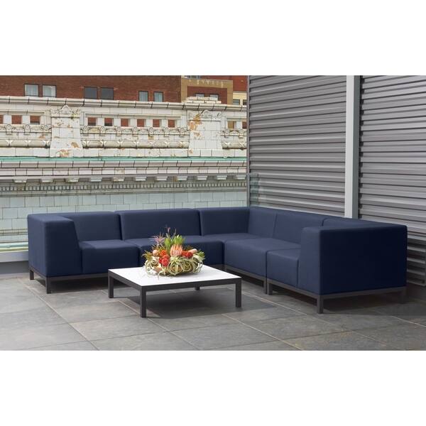 Koral 6Piece Spectrum Indigo Modular Sectional Set and Table Bed