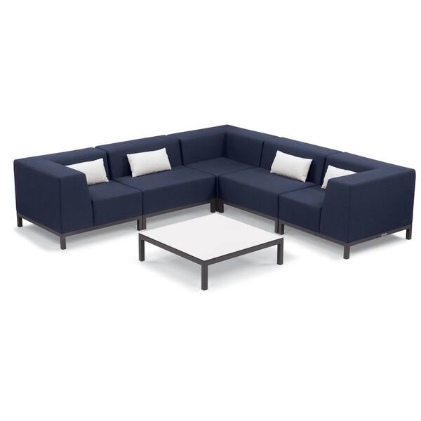 Koral 6Piece Spectrum Indigo Modular Sectional Set and Table Bed