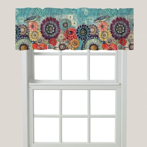 Laural Home Blue Bird Boho Window Valance 60x18 - M