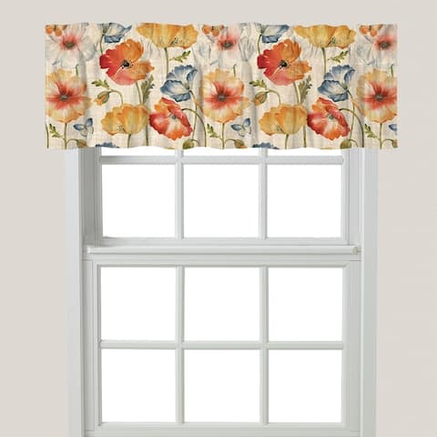 Multi Watercolor Poppies Window Valance