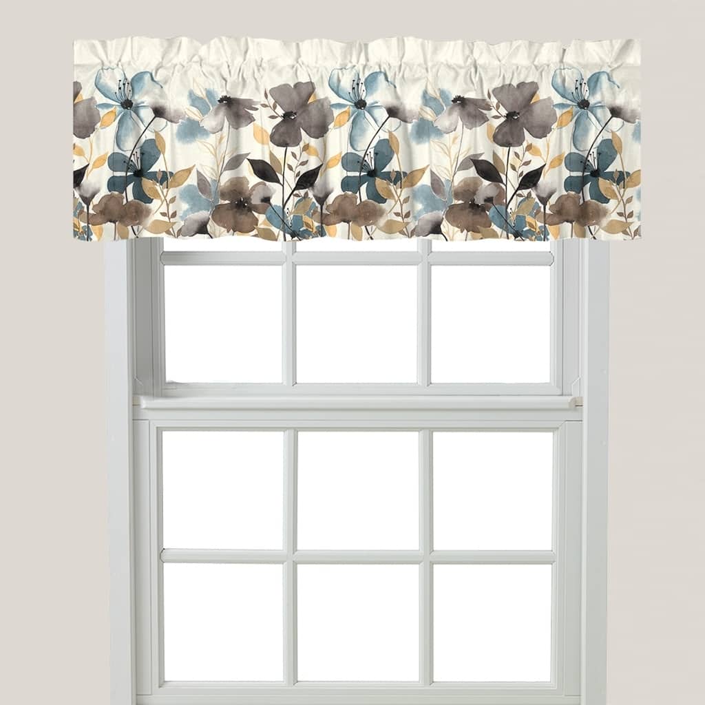 Greige Florals Window Valance - 60" x 18"
