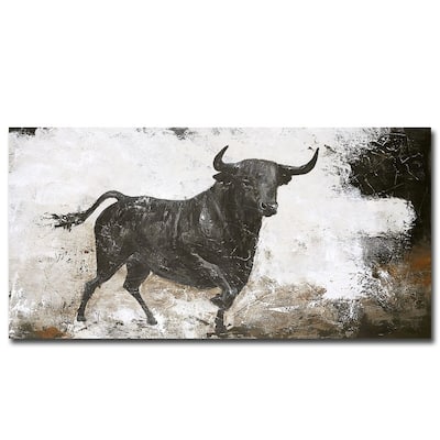 Black Bull by Design Fabrikken Gallery Wrapped Canvas Giclee Art (18 in x 36 in)