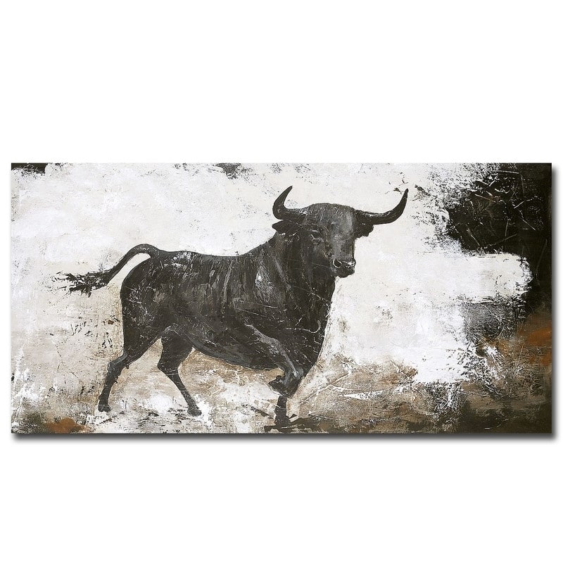 Black Bull by Design Fabrikken Gallery Wrapped Canvas Giclee Art (18 in x 36 in)