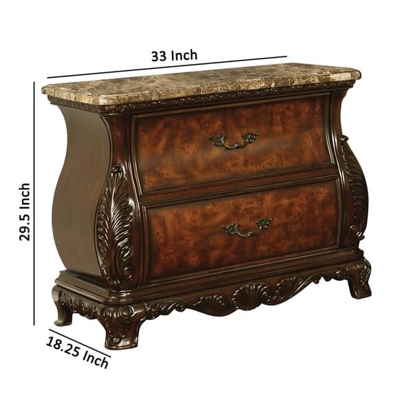 Shop Bombe Shaped Nightstand With Carving And Molded Details Cherry Brown On Sale Overstock 31197917