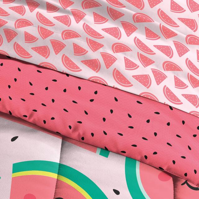 Dream Factory Watermelon Jam Microfiber Bed in a Bag with Sheet Set