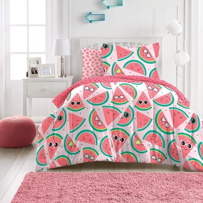 Dream Factory Watermelon Jam Microfiber Bed in a Bag with Sheet Set