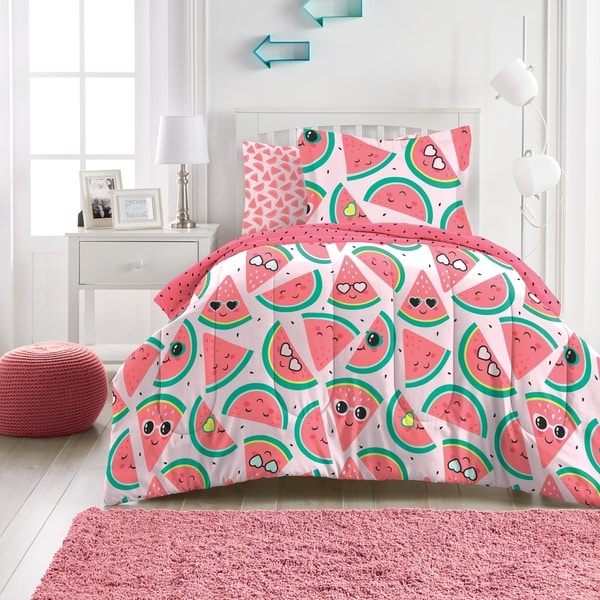 Dream Factory Watermelon Jam Microfiber Bed in a Bag with Sheet