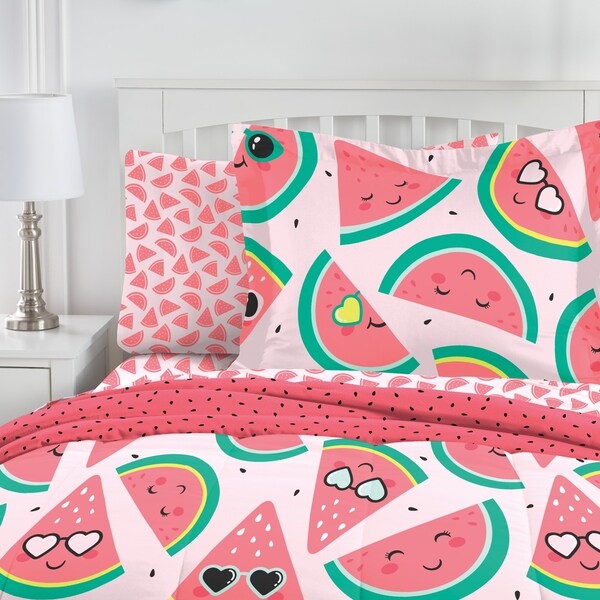 Dream Factory Watermelon Jam Microfiber Bed in a Bag with Sheet