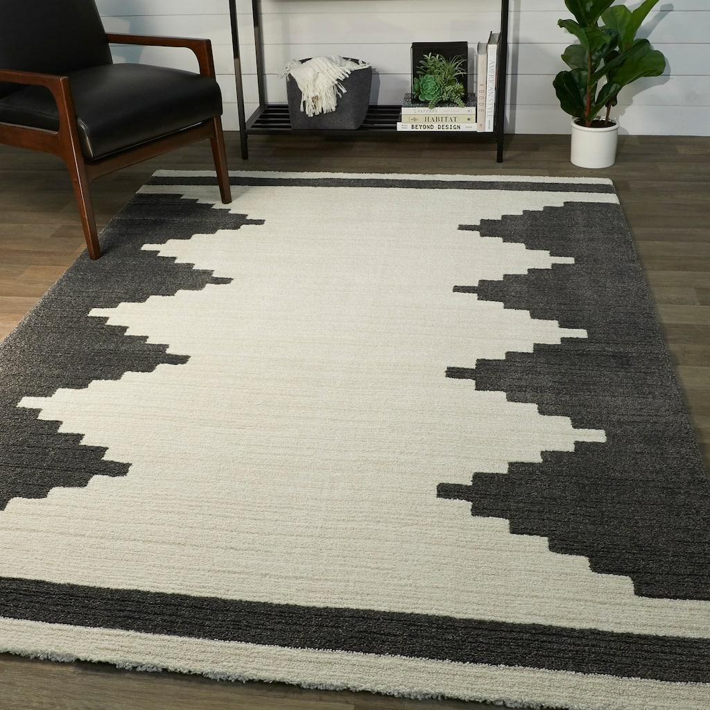 Brynja Scandinavian Border Area Rug