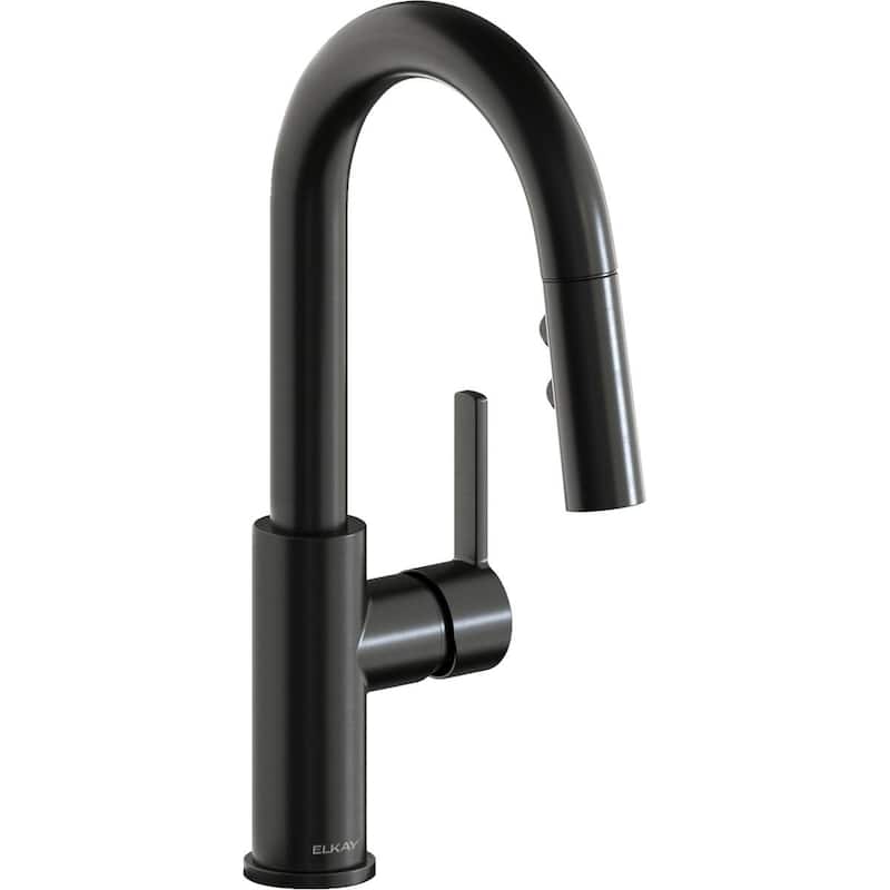 Elkay Avado Single Hole Bar Faucet with Pull-down Spray and Lever Handle - Black Stainless