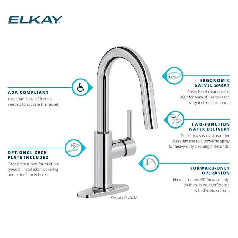 Elkay Avado Single Hole Bar Faucet with Pull-down Spray and Lever Handle