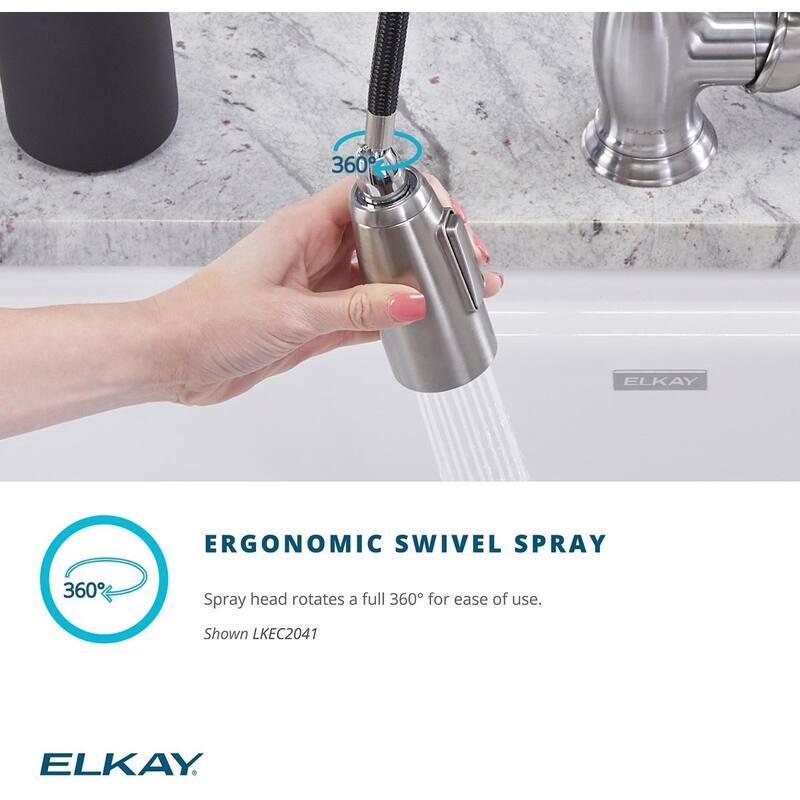 Elkay Harmony Single Hole Kitchen Faucet with Pull-down Spray and Forward Only Lever Handle