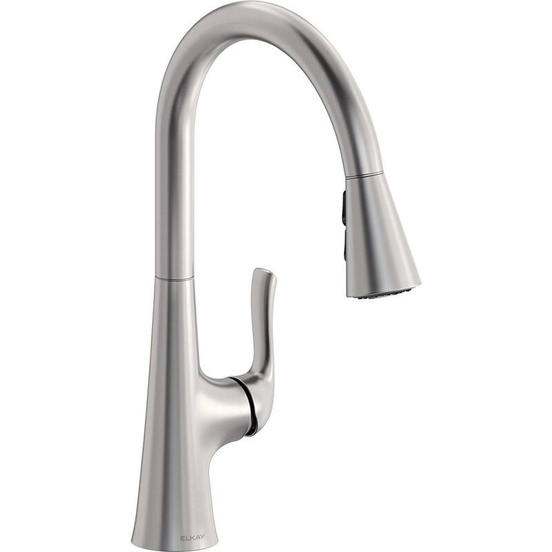Elkay Harmony Single Hole Kitchen Faucet with Pull-down Spray and Forward Only Lever Handle - Lustrous Steel