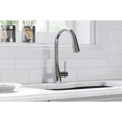Elkay Gourmet Single Hole Kitchen Faucet with Pull-down Spray and Forward Only Lever Handle