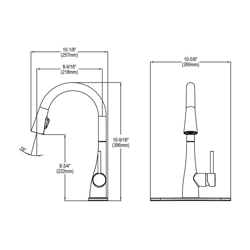 Elkay Gourmet Single Hole Kitchen Faucet with Pull-down Spray and Forward Only Lever Handle