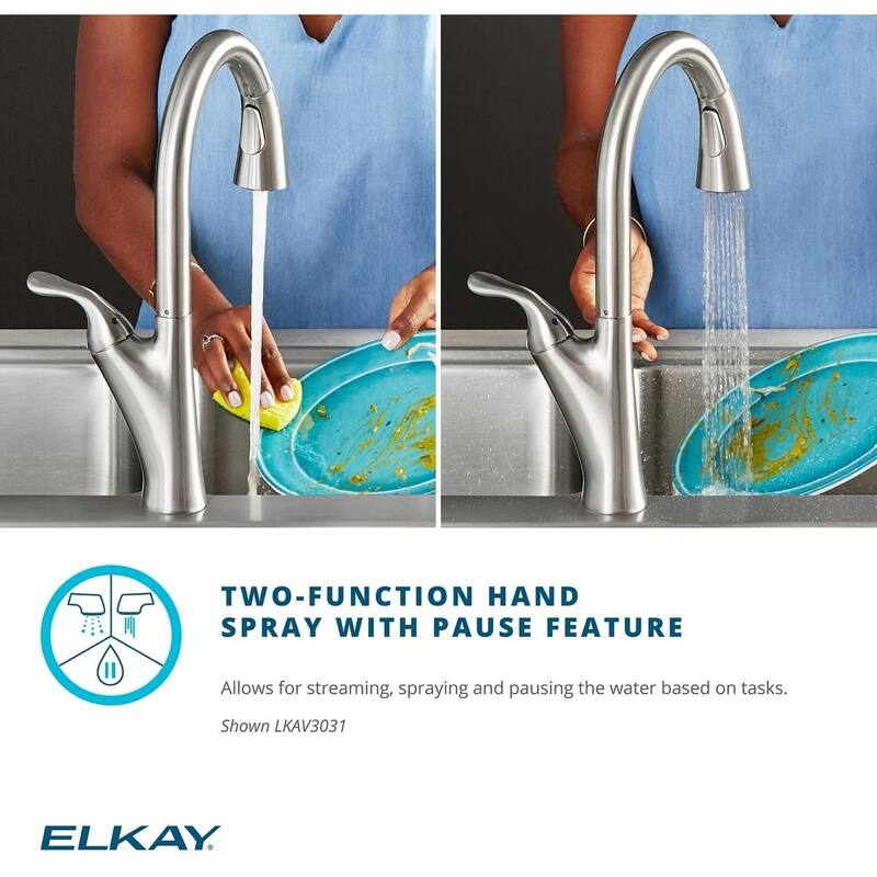 Elkay Gourmet Single Hole Kitchen Faucet with Pull-down Spray and Forward Only Lever Handle