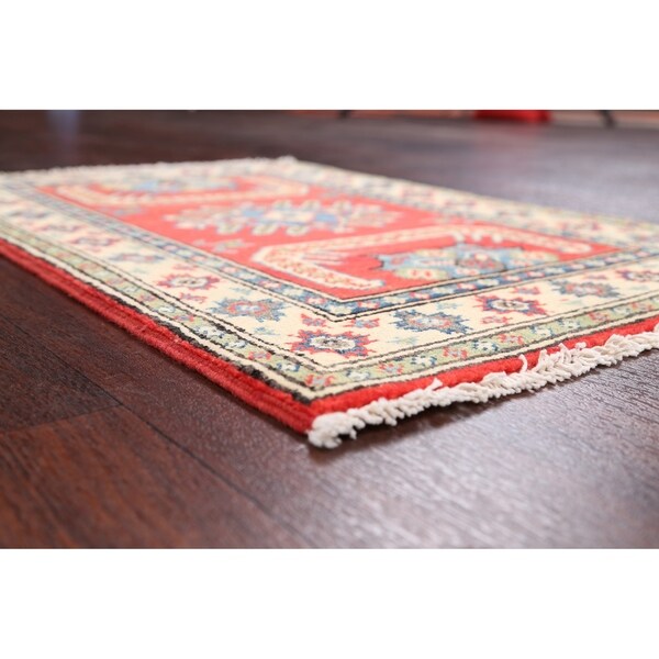 Geometric Super Kazak Oriental Area Rug Handmade Red Wool Carpet