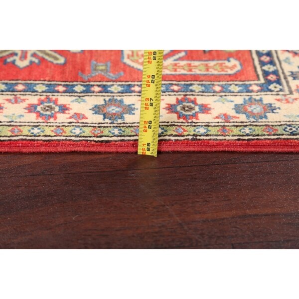 Geometric Super Kazak Oriental Area Rug Handmade Red Wool Carpet