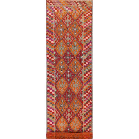 Geometric Moroccan Oriental Runner Rug Handmade Staircase Carpet - 2'10" x 12'7"