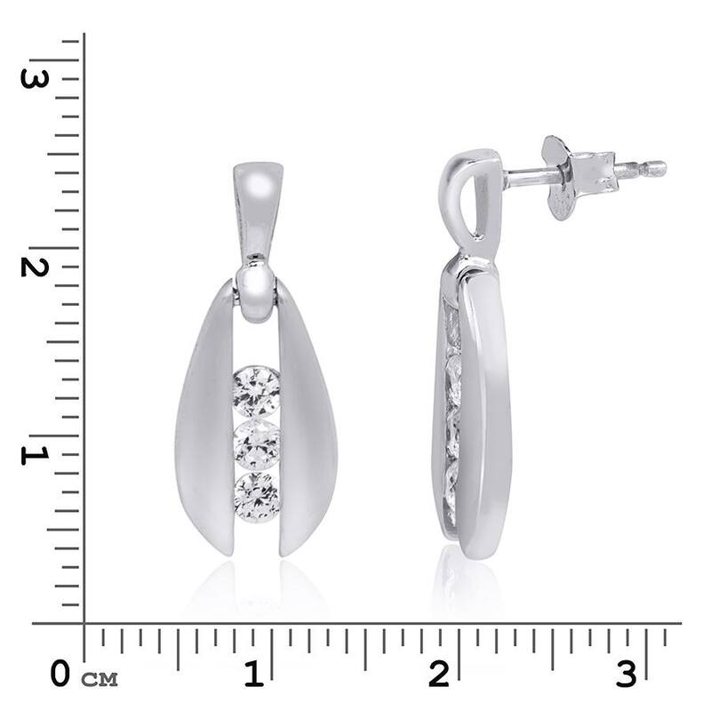 0.50 Carat Stud Earrings Round Cut 3-Stone Sterling Silver Push Back