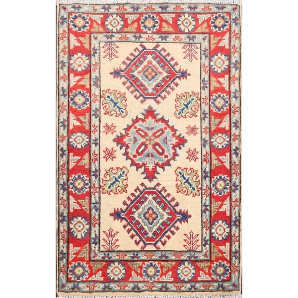 Geometric Wool Kazak Oriental Rug 2x3