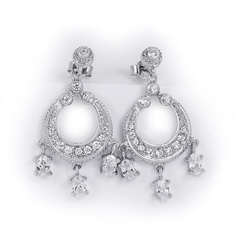 2.0 CT Oval Cut Dangle Earrings Real Solid Sterling Silver Push Back