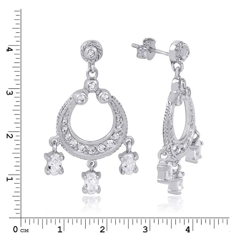 2.0 CT Oval Cut Dangle Earrings Real Solid Sterling Silver Push Back