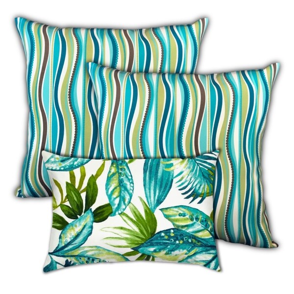 ocean teal texture outdoor lumbar throw pillow