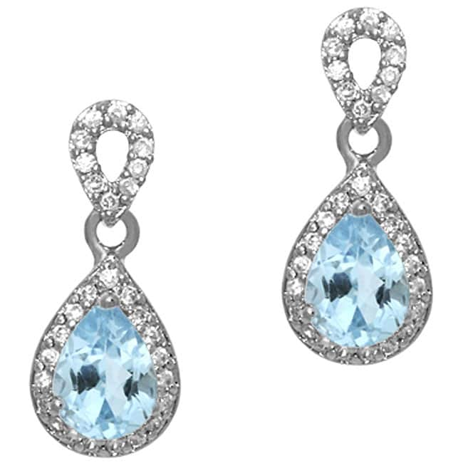 Shop Glitzy Rocks Sterling Silver Blue Topaz and CZ Teardrop Earrings ...