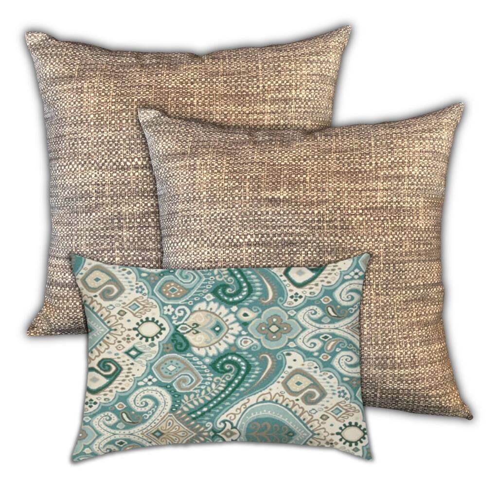 India Dreaming Indoor/Outdoor, Zippered Pillow Cover, Set of 2 Large & 1 Lumbar