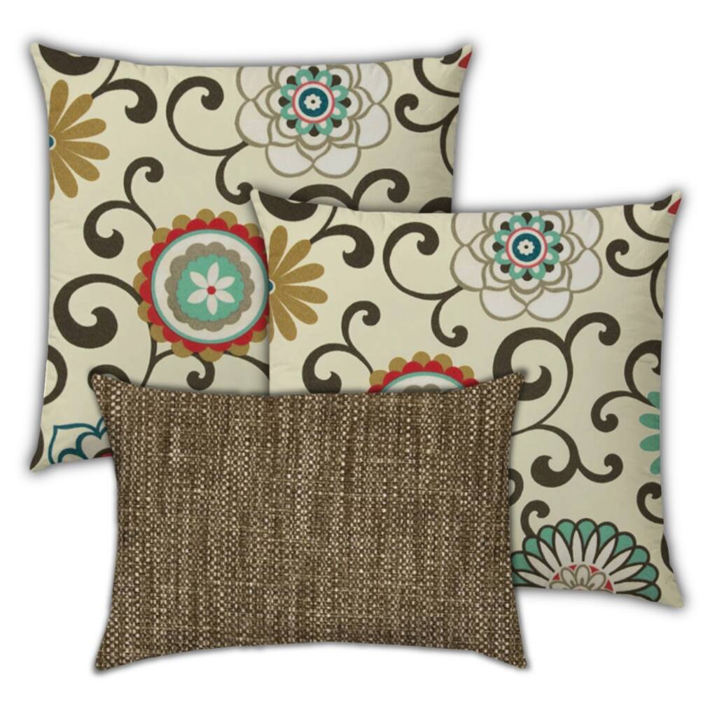 Peaches And Cream Indoor/Outdoor, Zippered Pillow Cover, Set of 3 Pillow