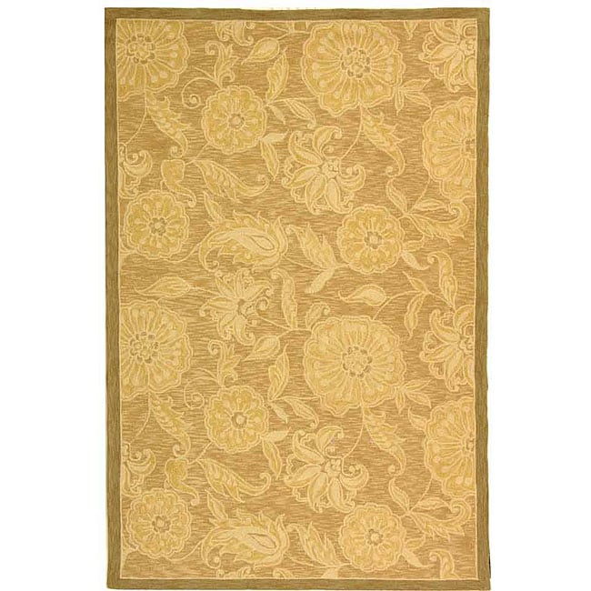 Hand hooked Eden Abrashed Beige/ Light Brown Wool Rug (53 X 83) (BrownPattern FloralMeasures 0.375 inch thickTip We recommend the use of a non skid pad to keep the rug in place on smooth surfaces.All rug sizes are approximate. Due to the difference of m