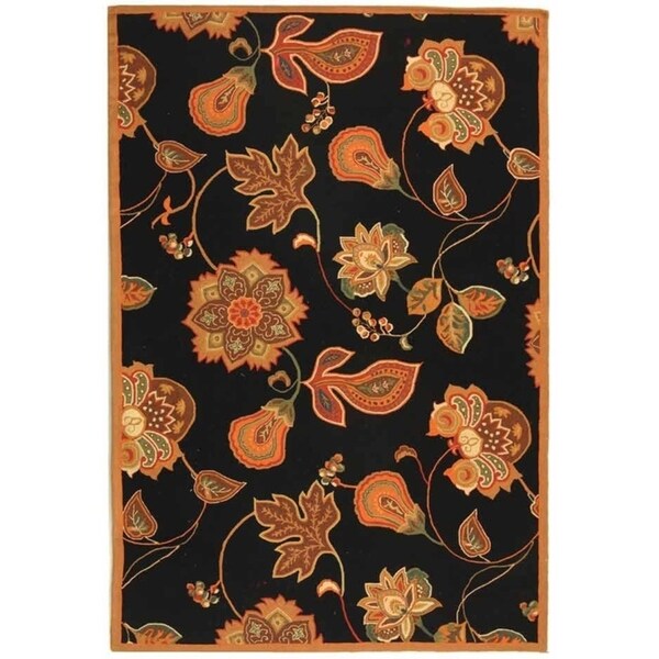 Safavieh Hand-hooked Autumn Leaves Black/ Orange Wool Rug - 6' x 9'