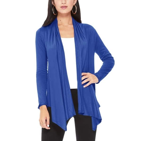Womens Solid Loose Fit Open Front Draped Neck Short Sleeve Plus Size Jacket//Made in USA