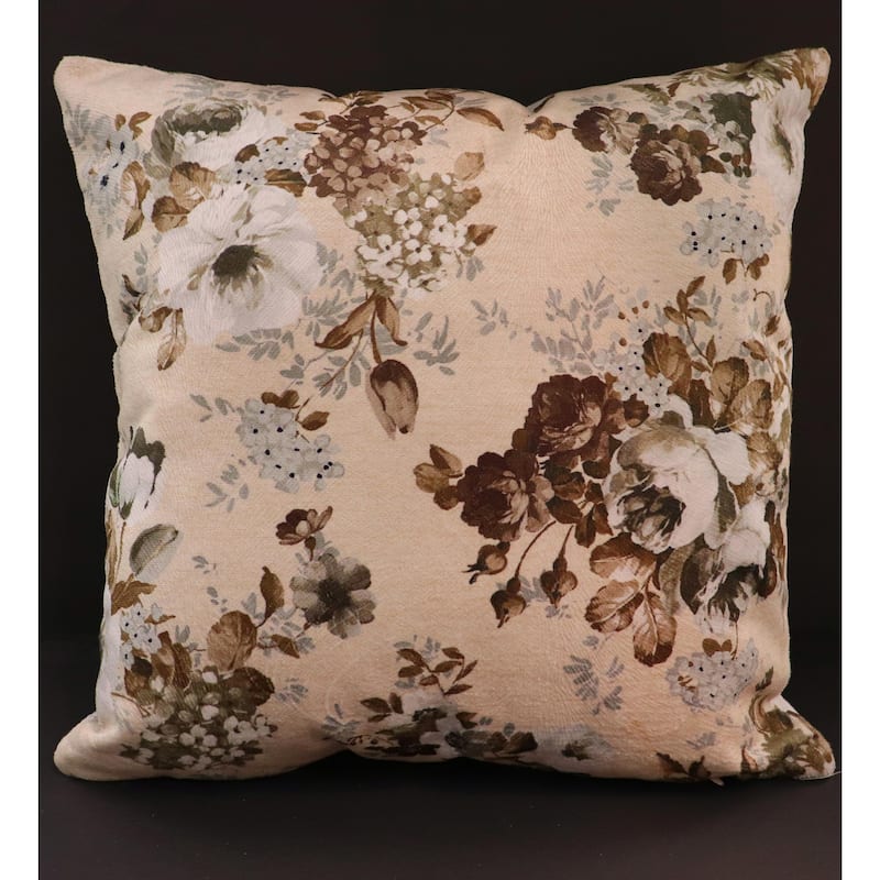 Endine Pansy Velvet Turkish Pillow - Cream